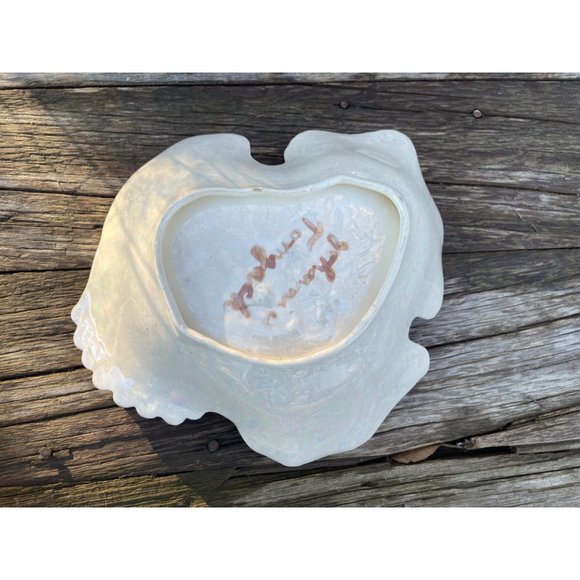 Vintage MCM Pink Lusterware Leaf Shape Bowl DIsh Decor - Picture 9 of 10